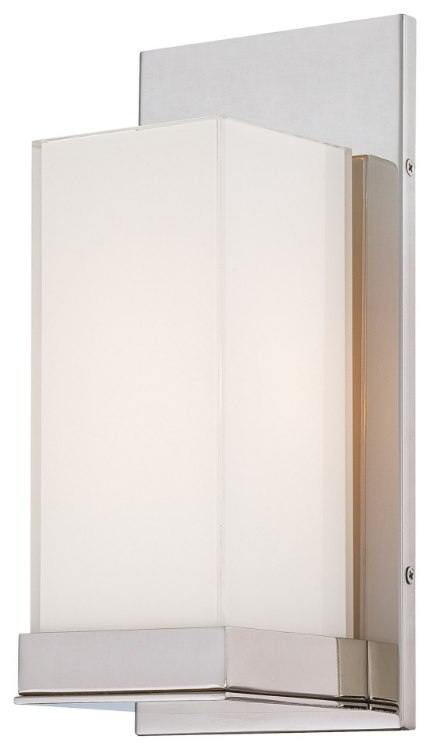 Picture of 60w SW 1 Light Wall Sconce Polished Nickel Mitered/White Inside