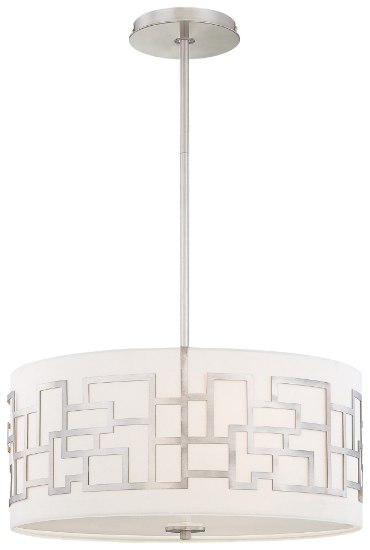 Picture of 100w SW 3 Light Drum Pendant Brushed Nickel White