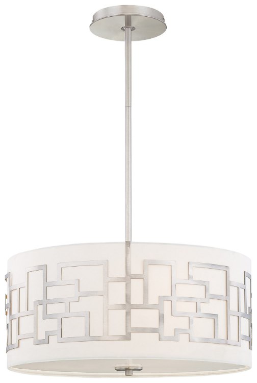 Picture of 100w SW 3 Light Drum Pendant Brushed Nickel White