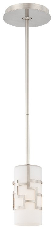 Picture of 100w SW 1 Light Mini Pendant Brushed Nickel Etched Opal