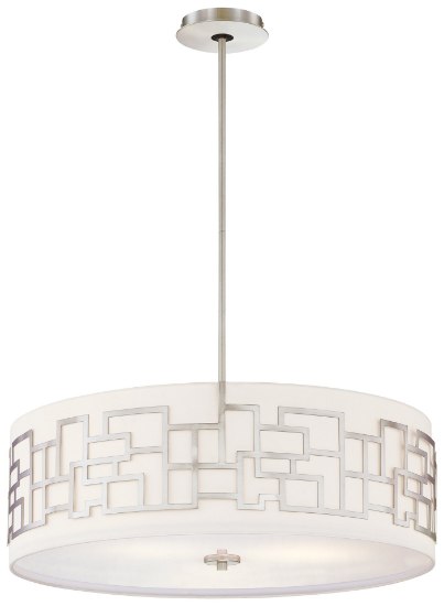 Picture of 100w SW 4 Light Drum Pendant Brushed Nickel White