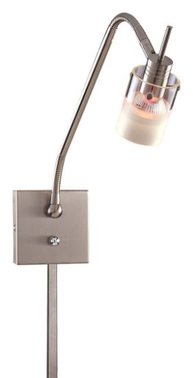 Picture of 50w SW 1 Light Low Voltage Wall Lamp Brushed Nickel Clear+sandblast