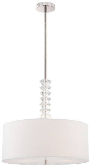 Picture of 100w SW 3 Light Drum Pendant Polished Nickel White