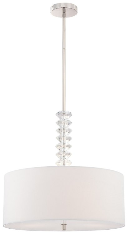 Picture of 100w SW 3 Light Drum Pendant Polished Nickel White