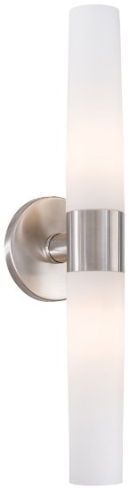 Picture of 60w SW 2 Lt Wall Sconce Brushed Stainless Steel Etched Opal