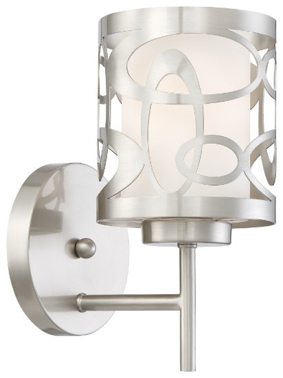 Picture of 100w SW 1 Light Wall Sconce Brushed Nickel Etched Opal
