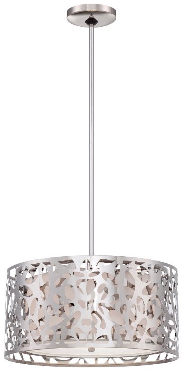 Picture of 100w SW 2 Light Drum Pendant Chrome White Linen