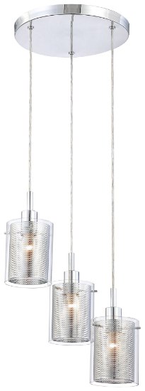 Picture of 60w SW 3 Light Pendant Chrome Clear W/Chrome Mesh