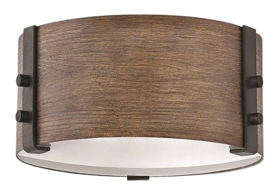 Foto para 60w Outdoor Sawyer CAND Etched Sequoia Flush Mount