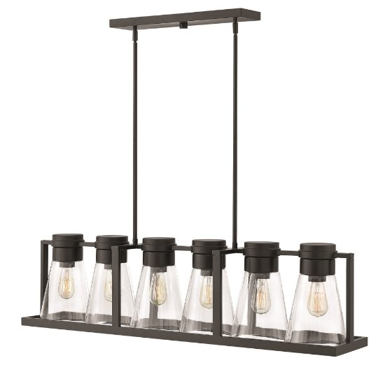 Foto para 100w Chandelier Refinery MED Clear Black Stem Hung Linear