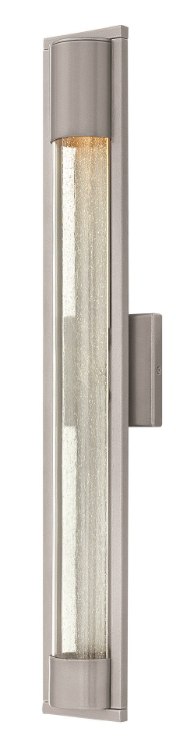 Picture of 35w Outdoor Mist GU-10 Clear Acrylic Outside Cylinder & Seedy Glass Inside Panel Titanium Large Wall Mount