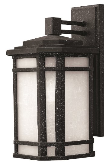 Foto para 75w Outdoor Cherry Creek MED White Linen Vintage Black Medium Wall Mount