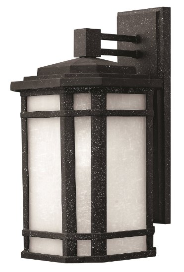 Picture of 15w Outdoor Cherry Creek LED White Linen Vintage Black Medium Wall Mount