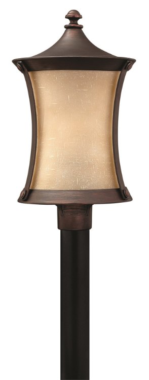 Foto para 100w Outdoor Thistledown MED Amber Linen Victorian Bronze Post Top/ Pier Mount