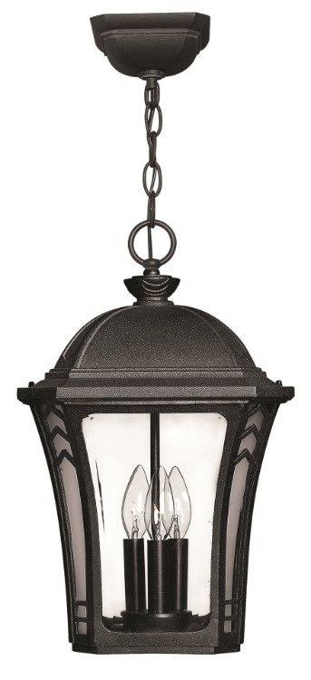 Foto para 15w Outdoor Wabash LED Clear Beveled with Etched Glass Corner Panels Museum Black Hanging