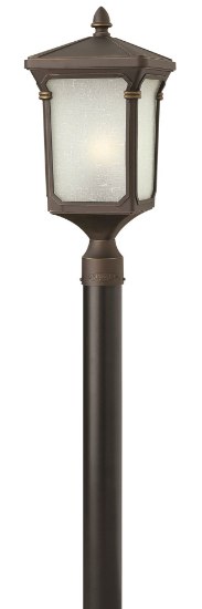 Picture of 26w Outdoor Stratford GU24 White Linen Seedy Panels Oil Rubbed Bronze Post Top/ Pier Mount