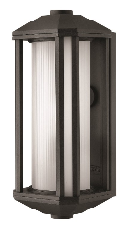 Foto para 100w Outdoor Castelle MED Ribbed Etched Cylinder Black Small Wall Mount