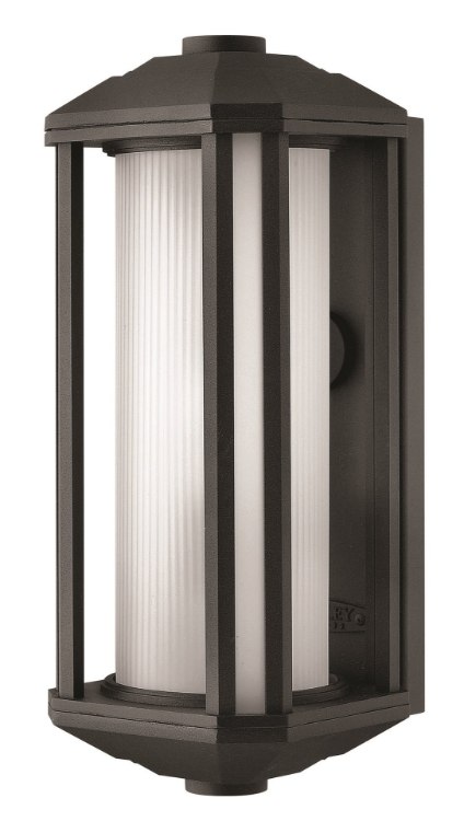 Picture of 26w Outdoor Castelle GU24 Ribbed Etched Cylinder Black Small Wall Mount