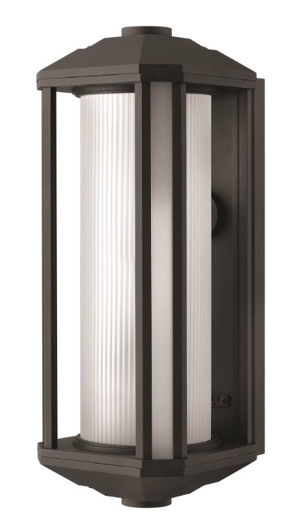 Foto para 100w Outdoor Castelle MED Ribbed Etched Cylinder Black Large Wall Mount