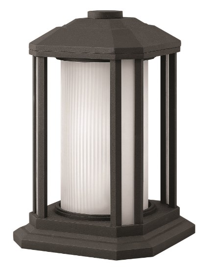 Picture of 100w Outdoor Castelle MED Ribbed Etched Cylinder Black Pier Mount