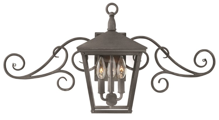 Foto para 60w Outdoor Trellis CAND Clear Aged Zinc Small Wall Mount