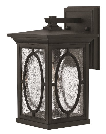 Foto para 15w Outdoor Randolph LED Clear Seedy Glass Panels and Etched Seedy Glass Panels (OPTION) Black Small Wall Mount