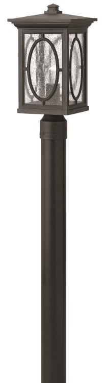 Foto para 100w Outdoor Randolph MED Clear Seedy and Etched Seedy Glass Panels (Option) Black Post Top/ Pier Mount