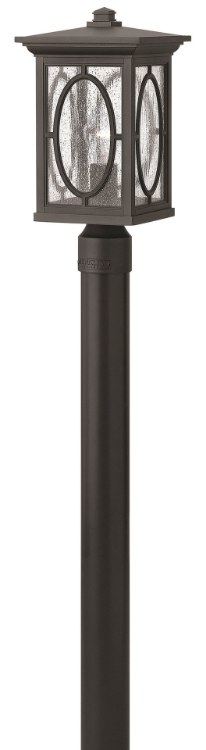 Foto para 15w Outdoor Randolph LED Clear Seedy and Etched Seedy Glass Panels (Option) Black Post Top/ Pier Mount