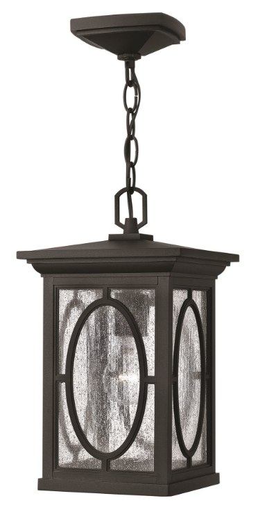 Foto para 100w Outdoor Randolph MED Clear Seedy and Etched Seedy Glass Panels (Option) Black Hanging