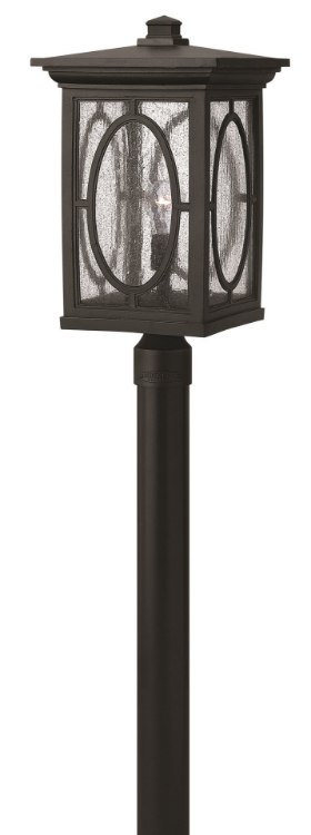 Foto para 100w Outdoor Randolph MED Clear Seedy and Etched Seedy Glass Panels (Option) Black Extra Large Post Top