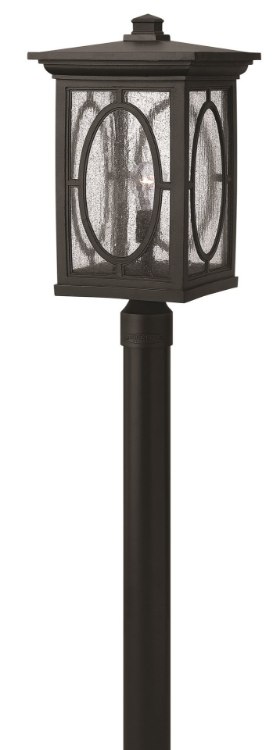 Foto para 15w Outdoor Randolph LED Clear Seedy and Etched Seedy Glass Panels (Option) Black Extra Large Post Top