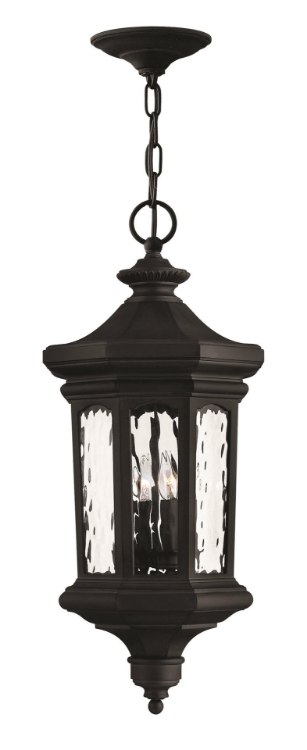 Foto para 40w Outdoor Raley CAND Clear Water Glass Panels Museum Black Hanging