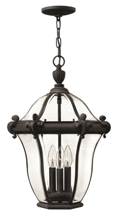 Picture of 40w Outdoor San Clemente CAND Clear, Bent, Beveled and Bound Museum Black Hanging