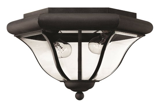 Picture of 60w Outdoor San Clemente MED Clear, Bent, Beveled and Bound Museum Black Flush Mount