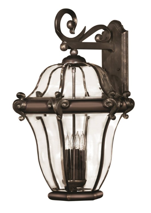 Foto para 40w Outdoor San Clemente CAND Clear, Bent, Beveled and Bound Copper Bronze Large Wall Mount