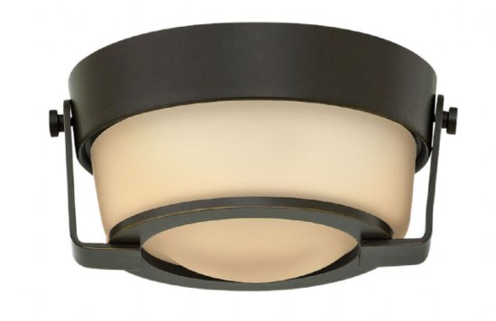 Foto para 16w Foyer Hathaway LED Etched Amber Olde Bronze Flush Mount