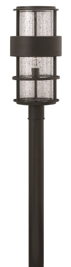 Foto para 100w Outdoor Saturn MED Clear Seedy Satin Black Post Top/ Pier Mount