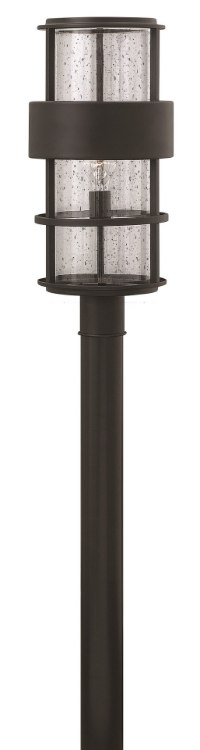 Foto para 100w Outdoor Saturn MED Clear Seedy Satin Black Post Top/ Pier Mount