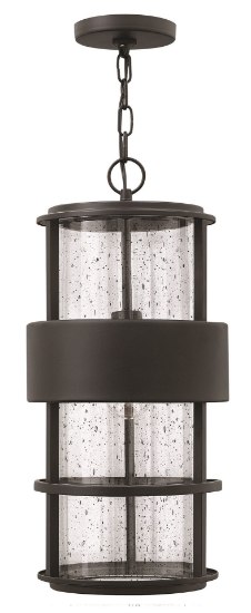 Foto para 100w Outdoor Saturn MED Clear Seedy Satin Black Hanging