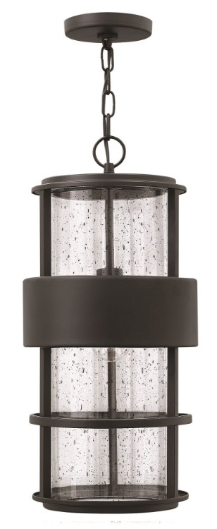 Foto para 100w Outdoor Saturn MED Clear Seedy Satin Black Hanging
