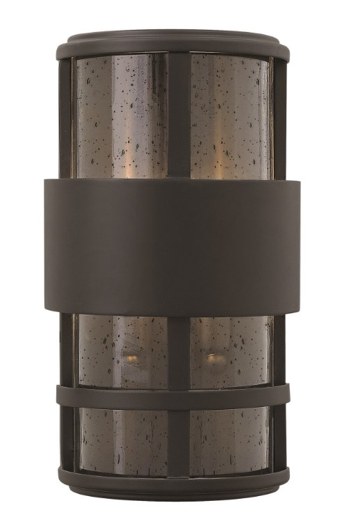 Picture of 40w Outdoor Saturn CAND Clear Seedy Satin Black Mini Wall Mount