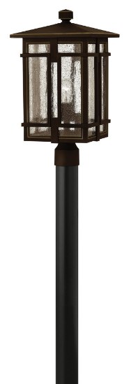 Picture of 15w Outdoor Tucker LED Clear Seedy Oil Rubbed Bronze Post Top/ Pier Mount