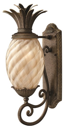 Picture of 75w Outdoor Plantation MED Inside Etched Amber Optic Pearl Bronze Small Wall Mount