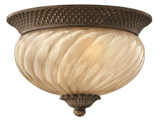 Picture of 60w Outdoor Plantation MED Inside Etched Amber Optic Pearl Bronze Flush Mount