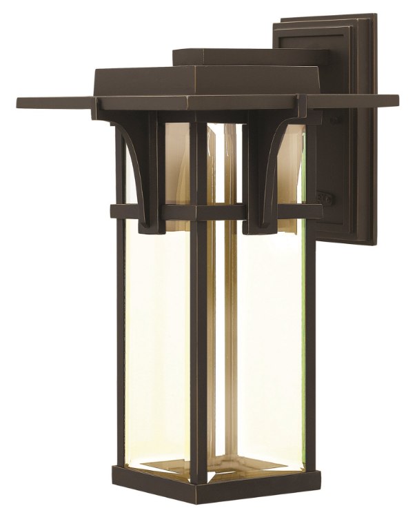 Foto para 15w Outdoor Manhattan LED Clear Beveled Oil Rubbed Bronze Large Wall Mount