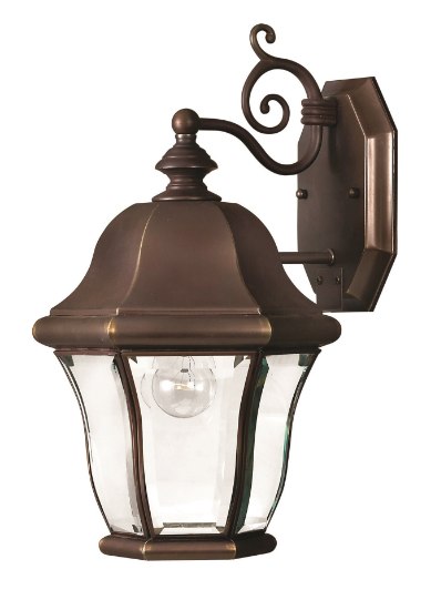 Picture of 60w Outdoor Monticello MED Clear, Bent, Beveled and Bound Copper Bronze Small Wall Mount