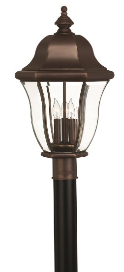 Picture of 40w Outdoor Monticello CAND Clear, Bent, Beveled and Bound Copper Bronze Post Top/ Pier Mount