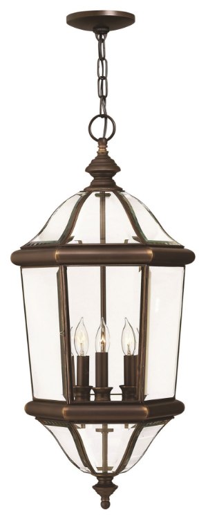 Picture of 40w Outdoor Augusta CAND Bound, Bent and Beveled Clear Panels Copper Bronze Hanging