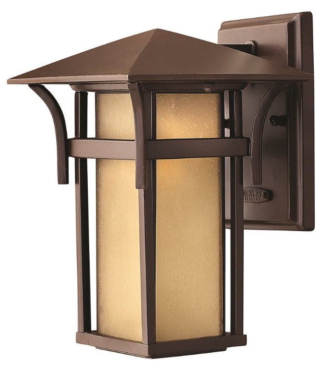 Foto para 15w Outdoor Harbor LED Etched Amber Seedy Bound Anchor Bronze Small Wall Mount
