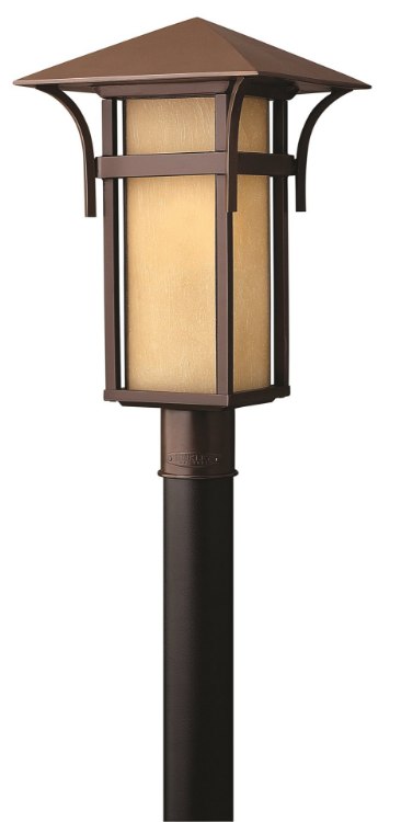 Foto para 15w Outdoor Harbor LED Etched Amber Seedy Bound Anchor Bronze Post Top/ Pier Mount